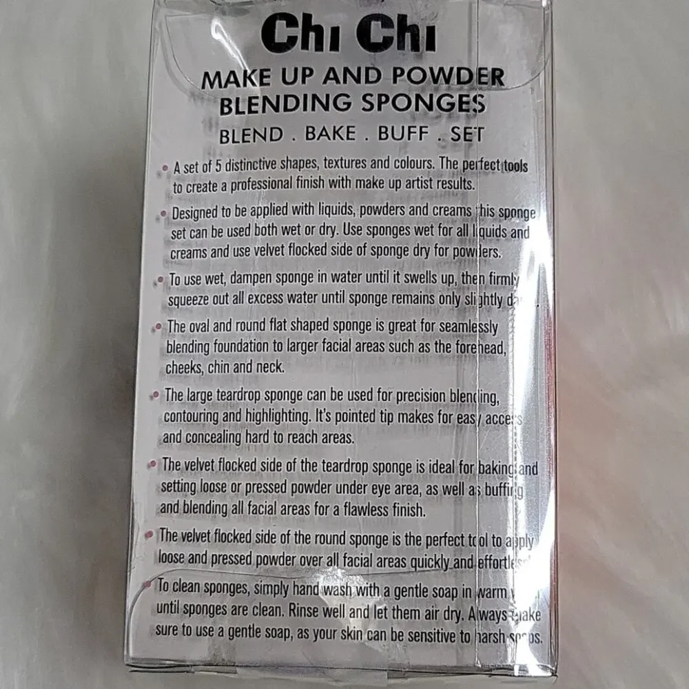Chi Chi Cosmetics Makeup & Powder Blending Sponges NEW Set of 5